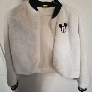 Disney Black White Faux Fur Jacket